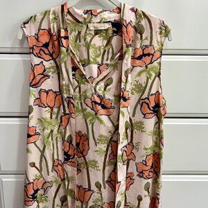 Tory Burch silk sleeveless tie neck top